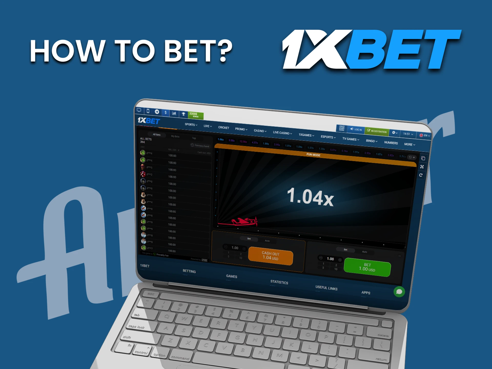 We will show you how to place bets in the Aviator game on 1xbet.