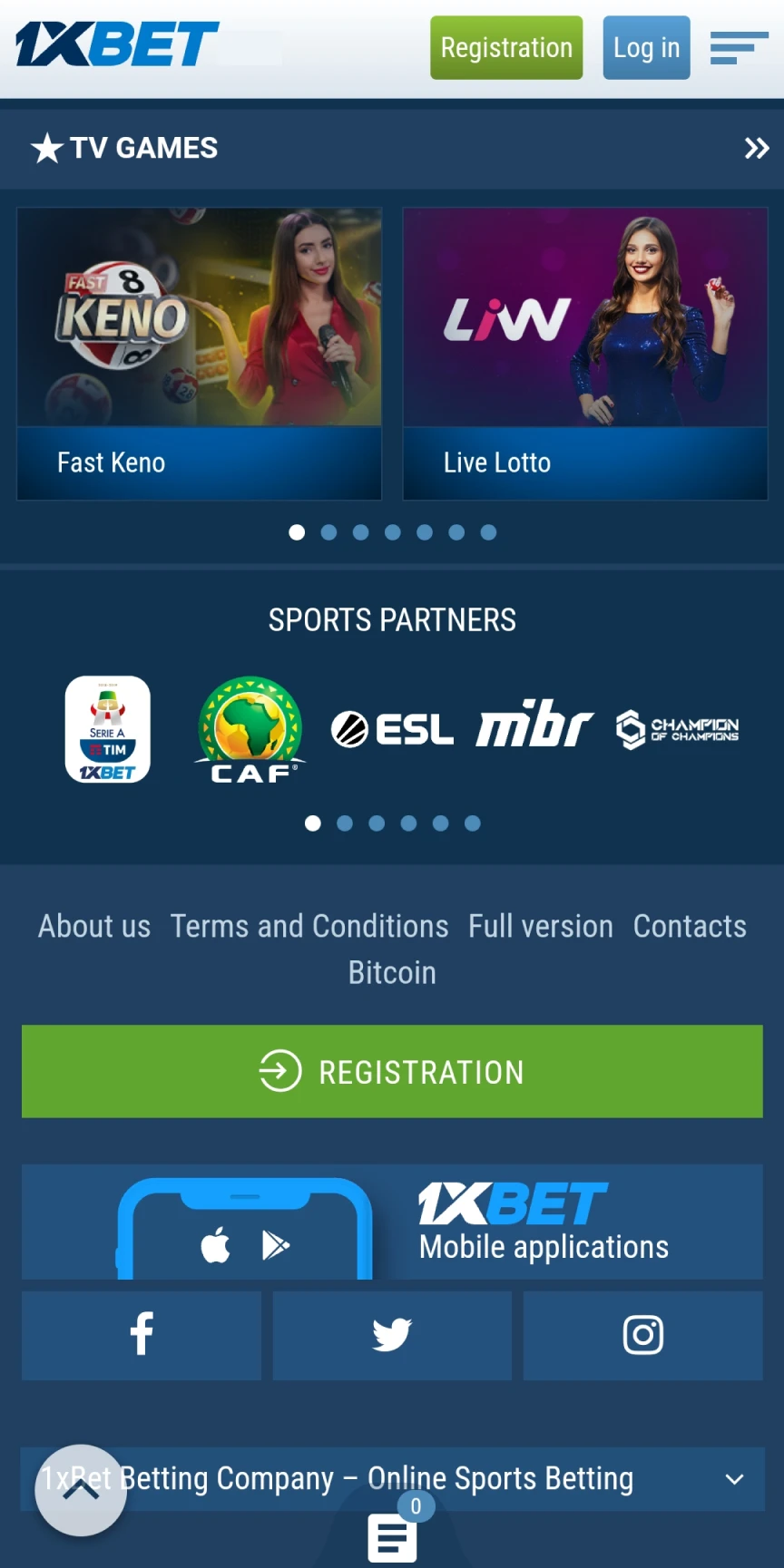 Vai à secção da aplicação móvel 1xBet e procura a versão iOS.