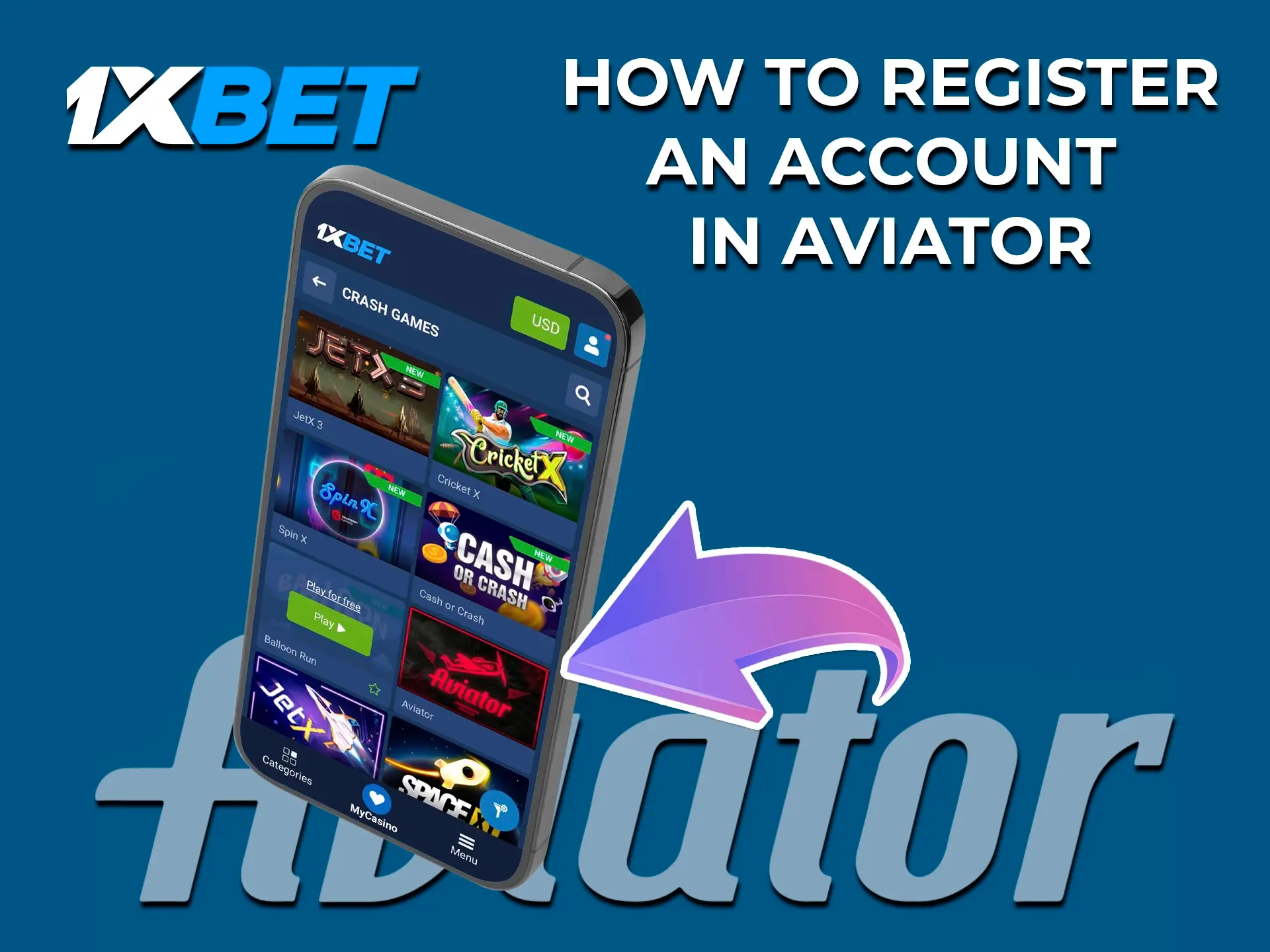 قم بتسجيل الدخول إلى حساب 1xBet الخاص بك وافتح لعبة Aviator.