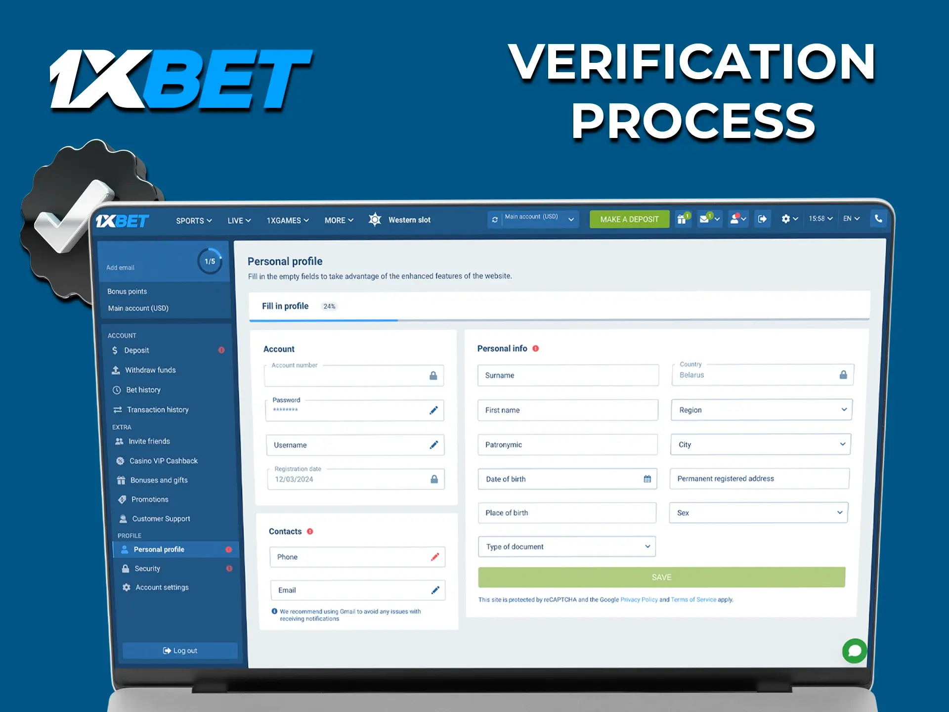 قم بتزويد 1xBet بمستنداتك للتحقق من حسابك.