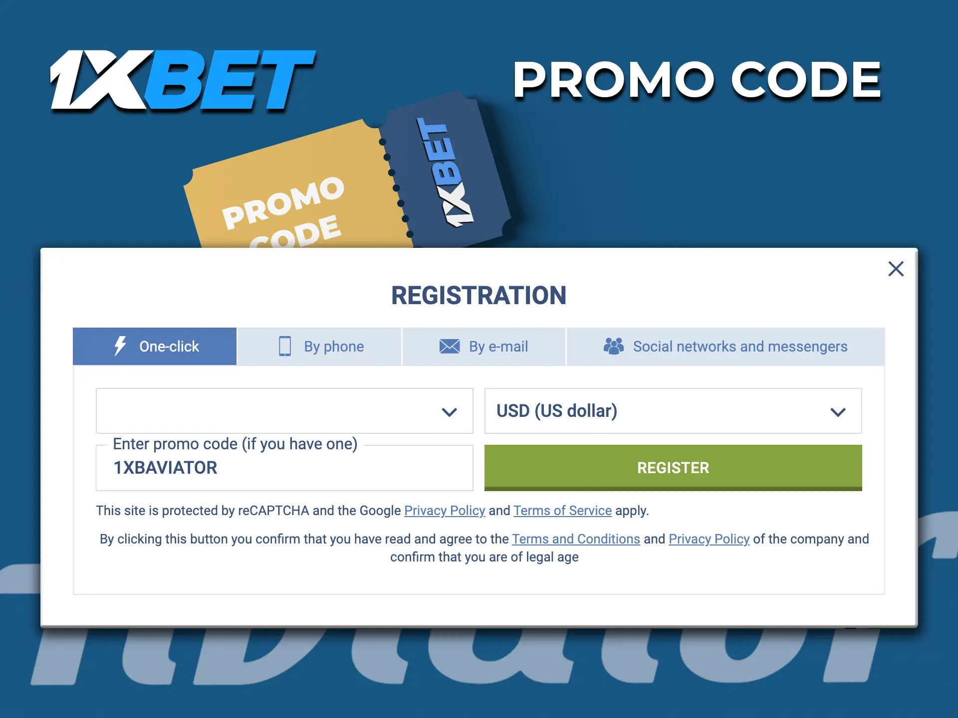 Use the promo code to increase your chances of winning big at Aviator from 1xbet.