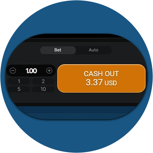Click on the button to withdraw your winnings in Aviator 1xBet.