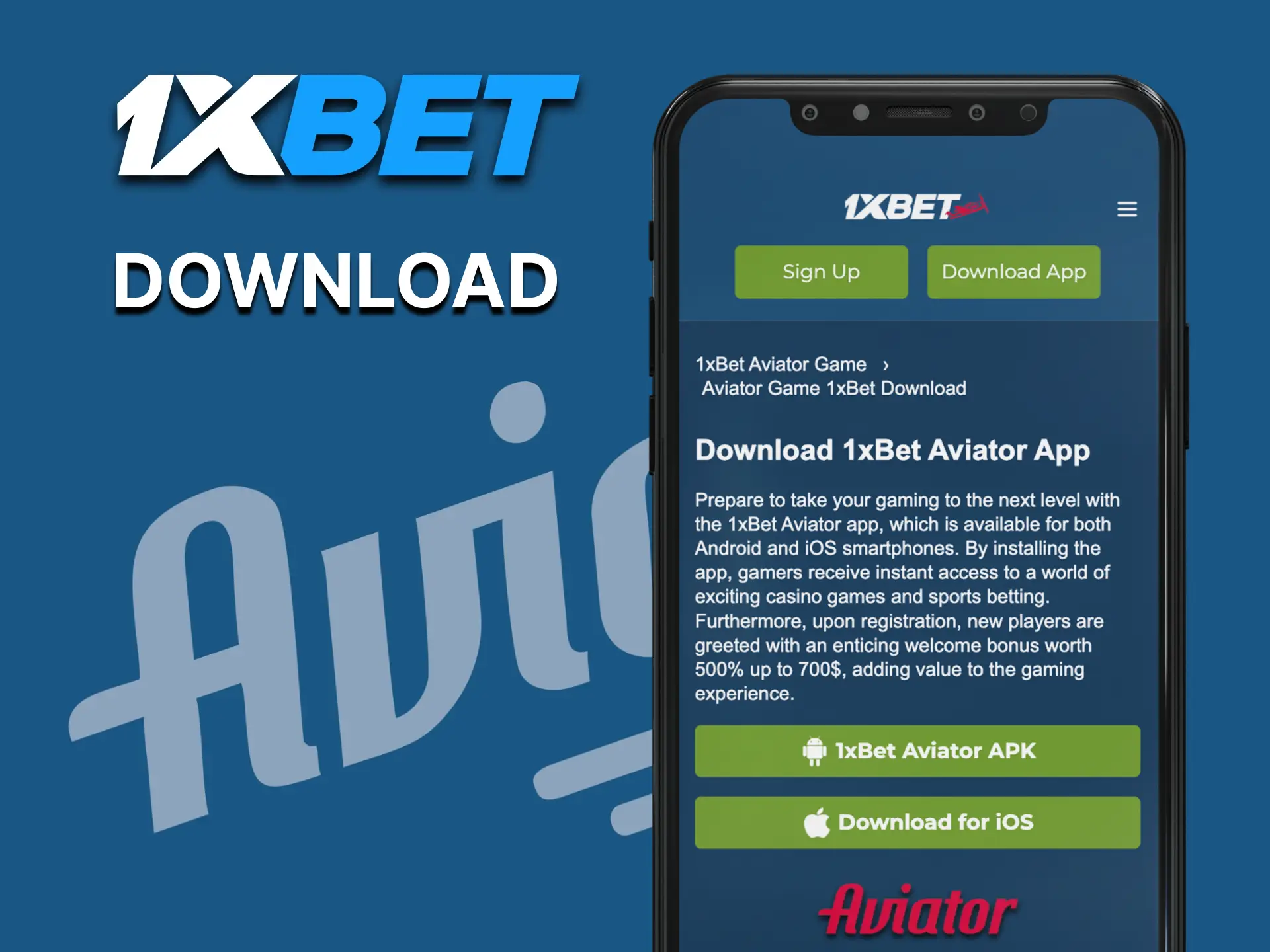 Download 1xBet APK for Aviator from the link on our website.